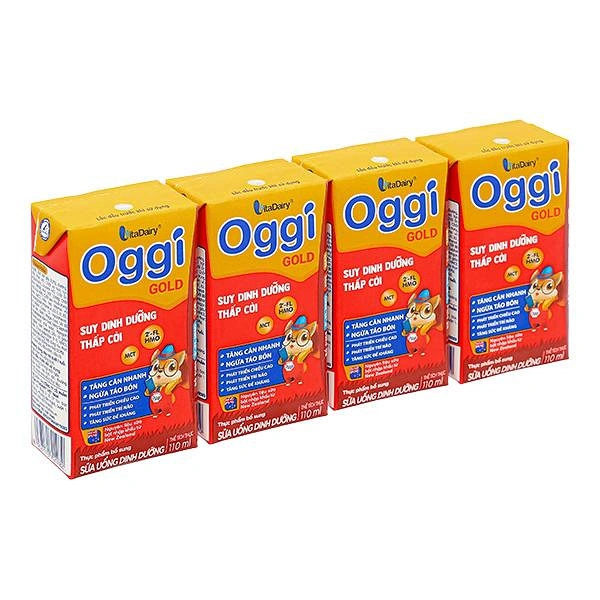 Lốc 4 hộp sữa pha sẵn Oggi Gold cho trẻ suy dinh dưỡng